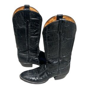 Nocona Women’s 8.5 Shaft Black Quill Ostrich Leather Western Boots Size 9 USA